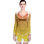 Mandala Background Image Ornament Long Sleeve Velvet Bodycon Dress