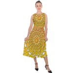 Mandala Background Image Ornament Midi Tie-Back Chiffon Dress