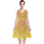 Mandala Background Image Ornament V-Neck Midi Sleeveless Dress 