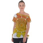 Mandala Background Image Ornament Off Shoulder Tie-Up T-Shirt