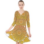 Mandala Background Image Ornament Quarter Sleeve Front Wrap Dress