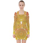 Mandala Background Image Ornament V-neck Bodycon Long Sleeve Dress