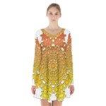 Mandala Background Image Ornament Long Sleeve Velvet V-neck Dress