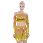 Mandala Background Image Ornament Off Shoulder Top with Mini Skirt Set