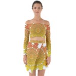 Mandala Background Image Ornament Off Shoulder Top with Skirt Set