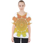 Mandala Background Image Ornament V-Neck Dolman Drape Top