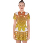 Mandala Background Image Ornament Drop Hem Mini Chiffon Dress