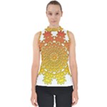 Mandala Background Image Ornament Mock Neck Shell Top