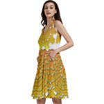 Mandala Background Image Ornament Sleeveless V-Neck Skater Dress with Pockets