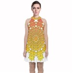 Mandala Background Image Ornament Velvet Halter Neckline Dress 