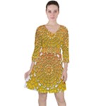 Mandala Background Image Ornament Quarter Sleeve Ruffle Waist Dress
