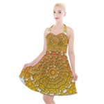 Mandala Background Image Ornament Halter Party Swing Dress 
