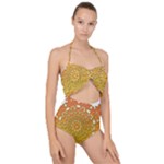 Mandala Background Image Ornament Scallop Top Cut Out Swimsuit