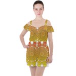 Mandala Background Image Ornament Ruffle Cut Out Chiffon Playsuit