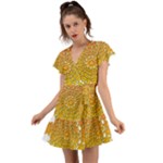 Mandala Background Image Ornament Flutter Sleeve Wrap Dress