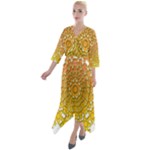 Mandala Background Image Ornament Quarter Sleeve Wrap Front Maxi Dress