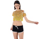 Mandala Background Image Ornament Tie Back Short Sleeve Crop T-Shirt