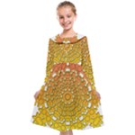 Mandala Background Image Ornament Kids  Midi Sailor Dress