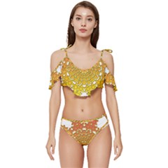 Ruffle Edge Tie Up Bikini Set	 
