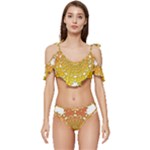 Mandala Background Image Ornament Ruffle Edge Tie Up Bikini Set	