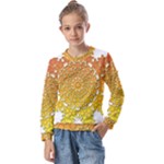 Mandala Background Image Ornament Kids  Long Sleeve T-Shirt with Frill 