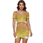 Mandala Background Image Ornament Low Cut Cap Sleeve Mini Dress