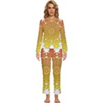 Mandala Background Image Ornament Womens  Long Sleeve Lightweight Pajamas Set