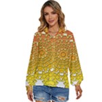 Mandala Background Image Ornament Women s Long Sleeve Button Up Shirt