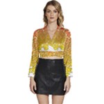 Mandala Background Image Ornament Long Sleeve Tie Back Satin Wrap Top