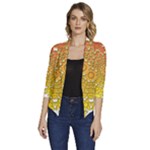 Mandala Background Image Ornament Women s Draped Front 3/4 Sleeve Shawl Collar Jacket