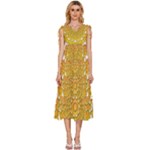 Mandala Background Image Ornament V-Neck Drawstring Shoulder Sleeveless Maxi Dress