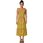 Mandala Background Image Ornament Tie-Strap Tiered Midi Chiffon Dress