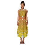 Mandala Background Image Ornament Sleeveless Cross Front Cocktail Midi Chiffon Dress