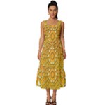 Mandala Background Image Ornament Square Neckline Tiered Midi Dress