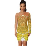 Mandala Background Image Ornament Long Sleeve One Shoulder Mini Dress
