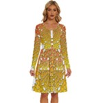 Mandala Background Image Ornament Long Sleeve Dress With Pocket