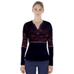 San Fransisco Usa California Water V-Neck Long Sleeve Top