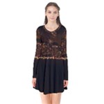 San Fransisco Usa California Water Long Sleeve V-neck Flare Dress