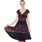 San Fransisco Usa California Water Cap Sleeve Front Wrap Midi Dress