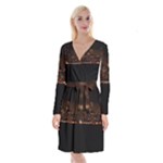 San Fransisco Usa California Water Long Sleeve Velvet Front Wrap Dress