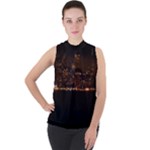 San Fransisco Usa California Water Mock Neck Chiffon Sleeveless Top