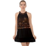San Fransisco Usa California Water Halter Tie Back Chiffon Dress