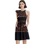 San Fransisco Usa California Water Cocktail Party Halter Sleeveless Dress With Pockets