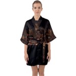 San Fransisco Usa California Water Half Sleeve Satin Kimono 