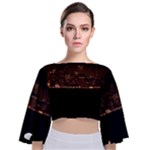 San Fransisco Usa California Water Tie Back Butterfly Sleeve Chiffon Top