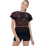 San Fransisco Usa California Water Ruffle Collar Chiffon Blouse
