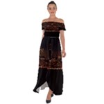 San Fransisco Usa California Water Off Shoulder Open Front Chiffon Dress