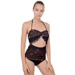 San Fransisco Usa California Water Scallop Top Cut Out Swimsuit