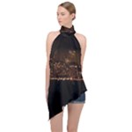 San Fransisco Usa California Water Halter Asymmetric Satin Top
