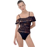 San Fransisco Usa California Water Frill Detail One Piece Swimsuit